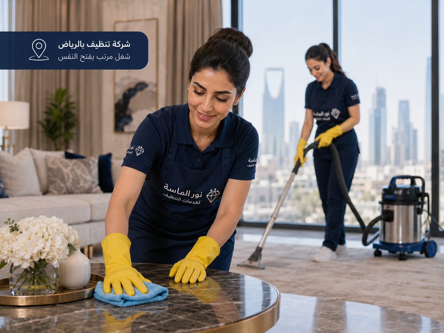 تنظيف وتطهير منزل حديث بالرياض بأحدث أدوات النظافة والبخار من شركة نور الماسة