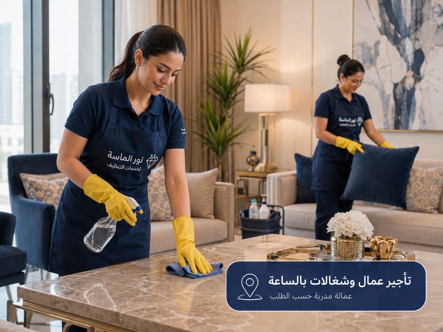 عمال وشغالات تنظيف بالساعة بالرياض